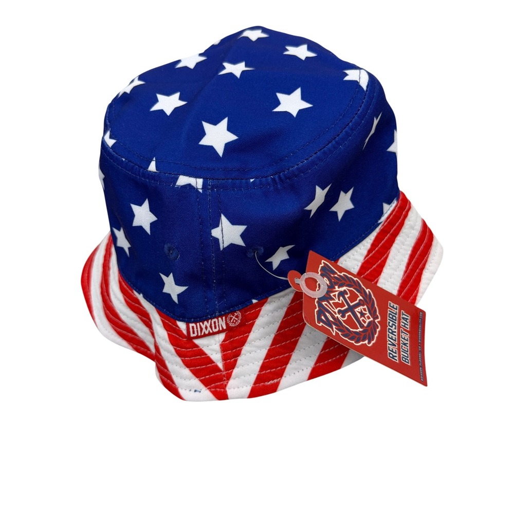 Dixxon Bucket Hat Unisex OS Blue Flag Stars and Stripes Reversible Patriot USA